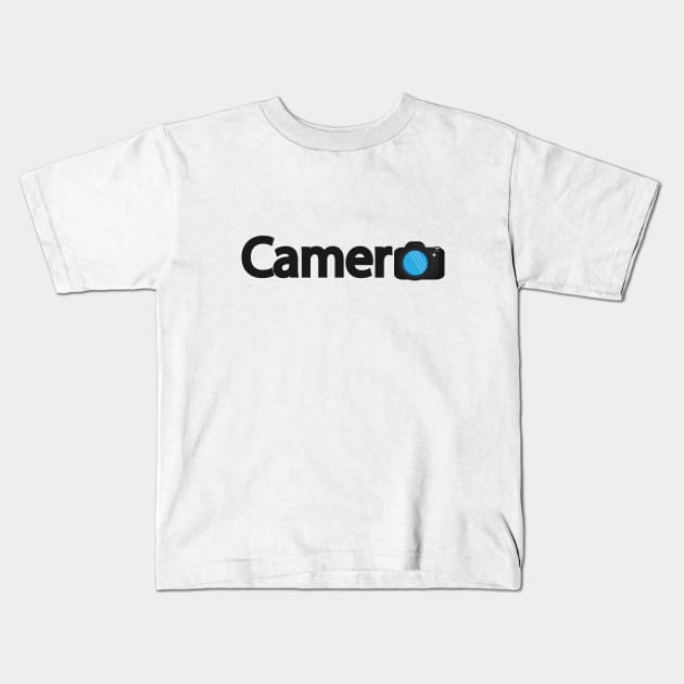 Camera creative typographic logo design Kids T-Shirt by It'sMyTime